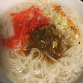 鯖味噌煮缶の余った汁で、にゅうめん